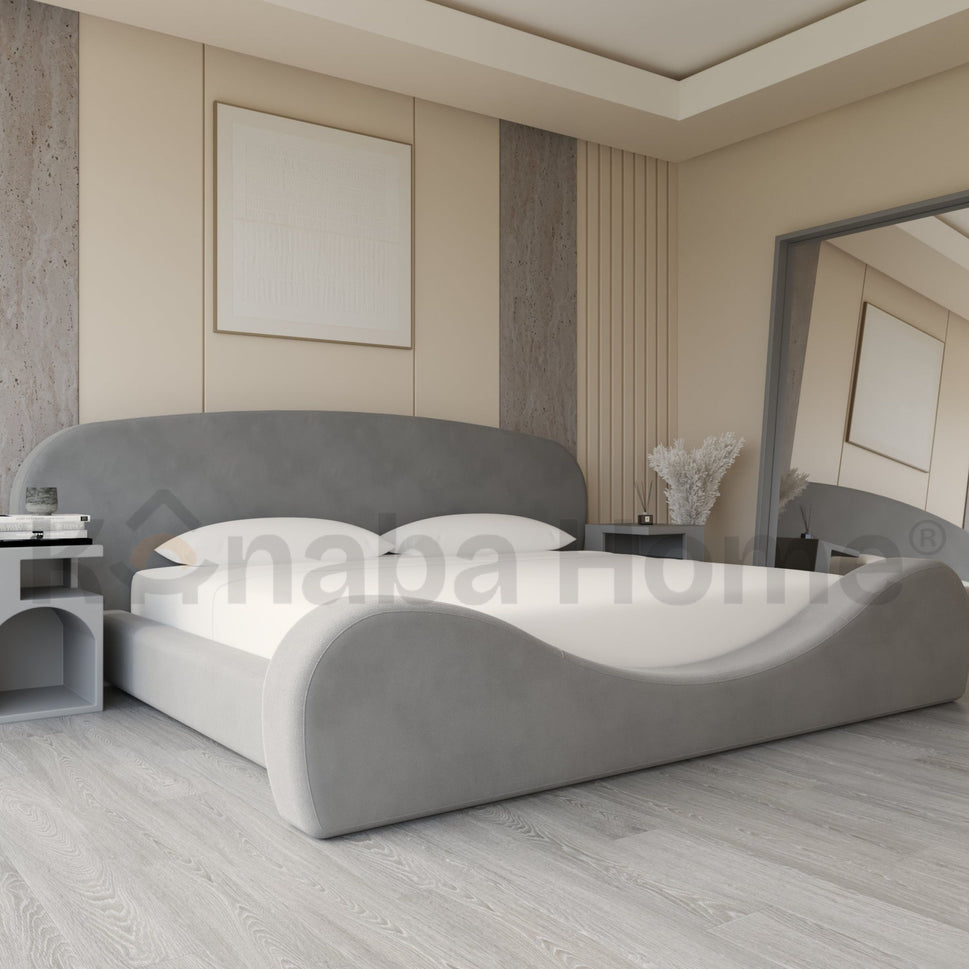 Aura Wave BedQueen Size Mattress: 160x200 cm: Overall Dimensions: W 240 × D 240 × H 125 cm / GREY (ANC 8020-72)