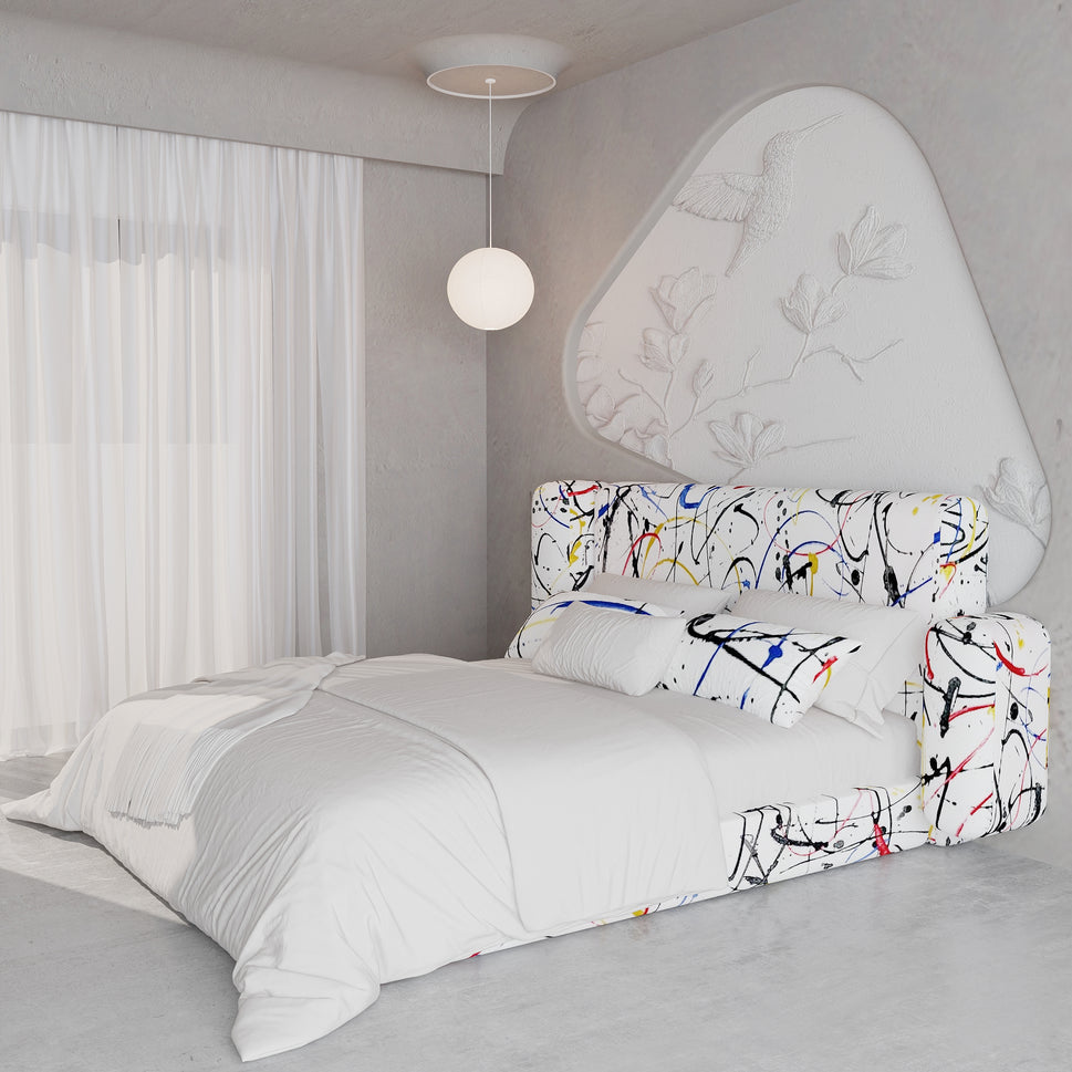 Chroma BedKing Bed: Mattress Size: 180 x 200 cm | Overall Dimensions: W 230 x D 240 x H 115 cm