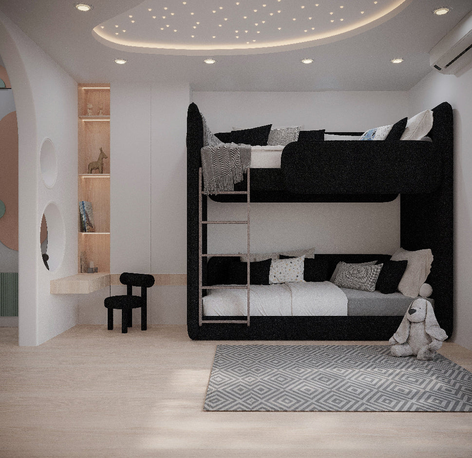 Ciro Kids Bunk BedBlack / Boucle