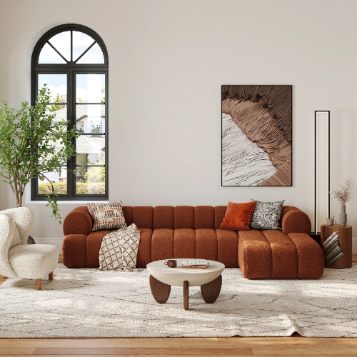 Dune L Shape SofaRust / Facing Right L-Shape / Velvet