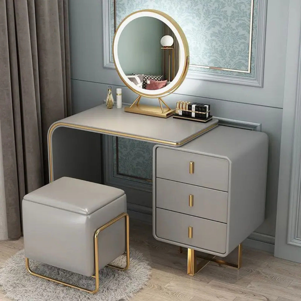 Ela Makeup VanityVanity + Mirror + Stool / Grey / Facing Right Drawers