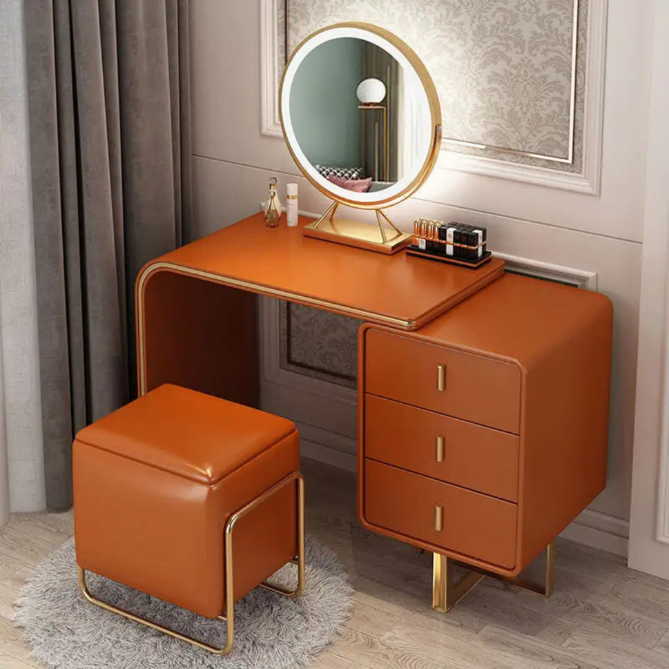 Ela Makeup VanityVanity + Mirror + Stool / Orange / Facing Right Drawers