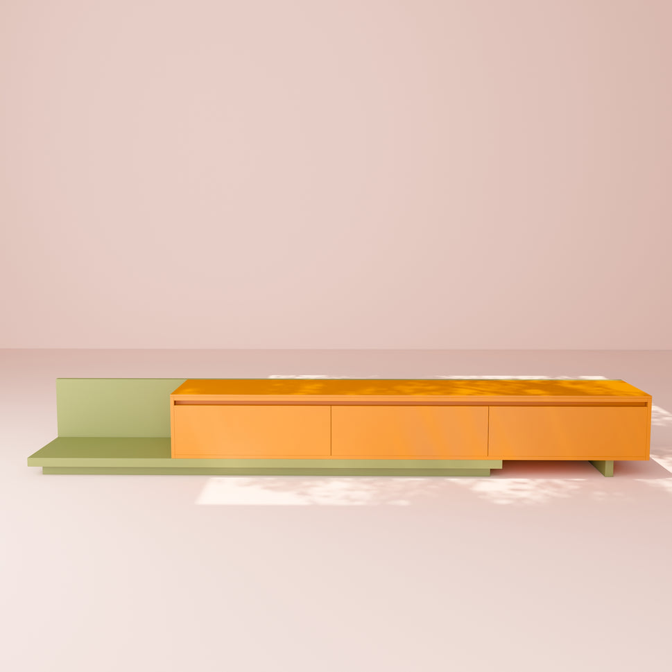 Ezo Extendable TV UnitOrange & Green / With Cable Hole