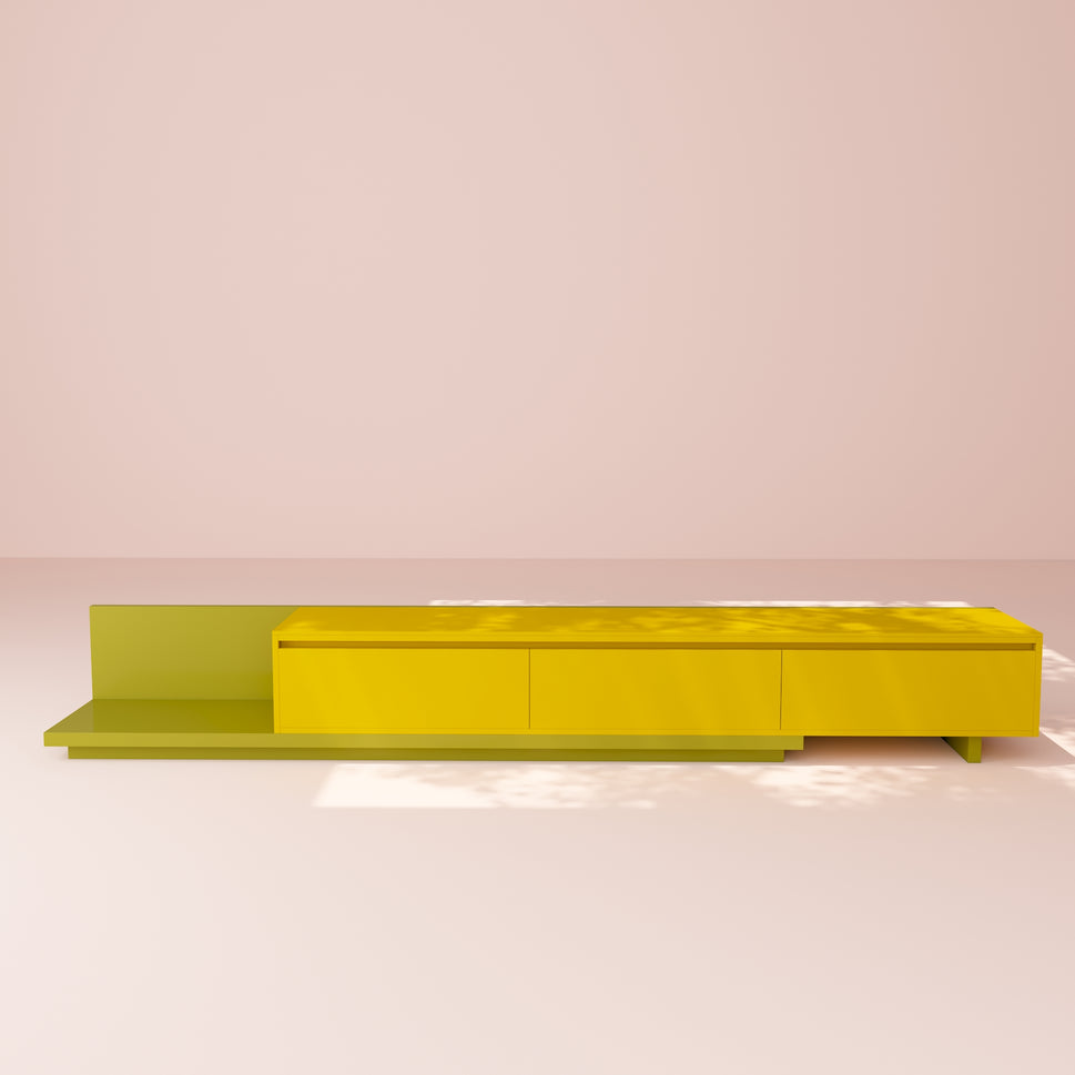 Ezo Extendable TV UnitYellow & Green / With Cable Hole