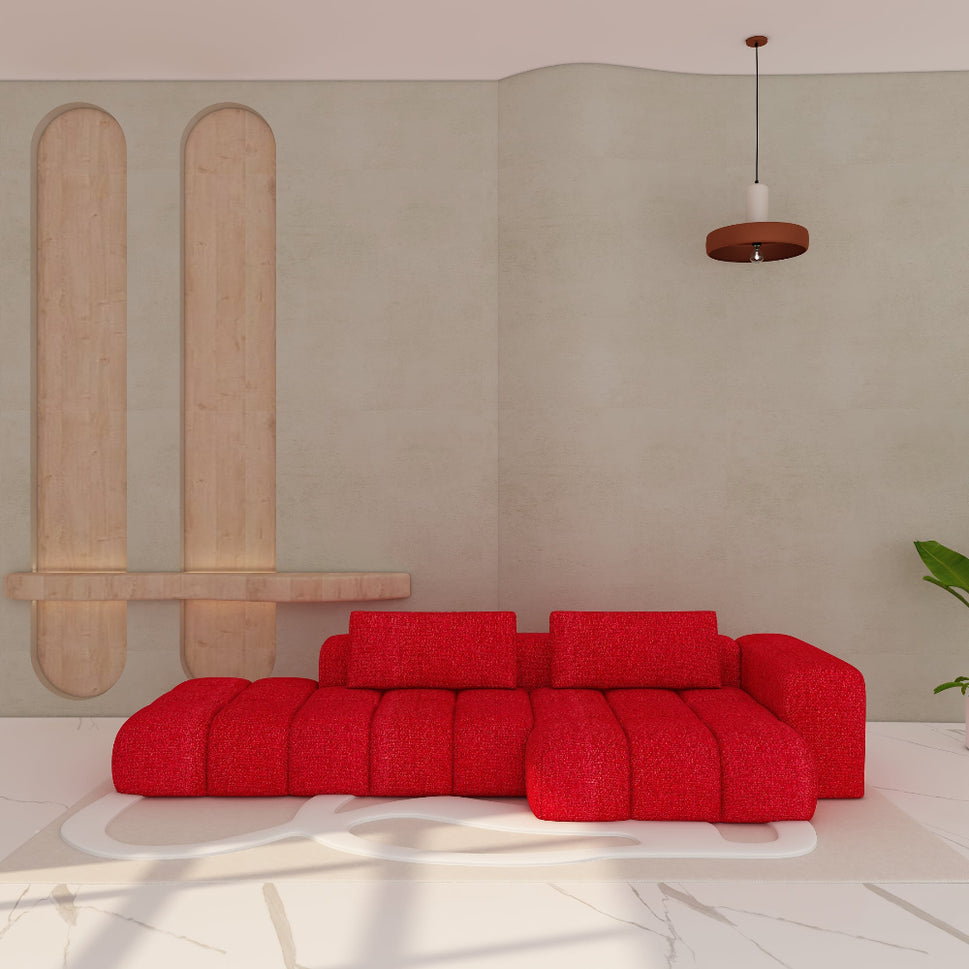 Imelda L Shape SofaFacing Right L-Shape / Boucle / Red