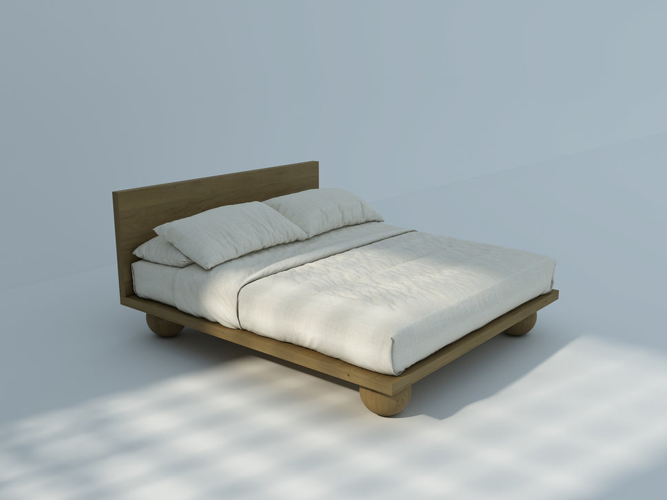 Keily BedQueen Bed: Mattress Size 160 x 200 cm | Overall: W 170 x D 210 x H 110 cm | Base Height: 35 cm | Headboard: W 170 x D 10 x H 110 cm / Dark Walnut