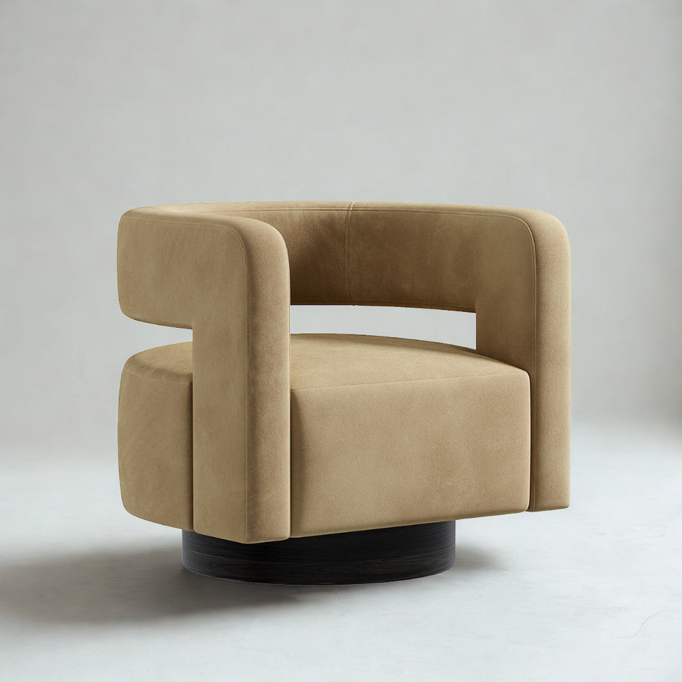 Kivo Swivel ArmchairCamel | Velvet