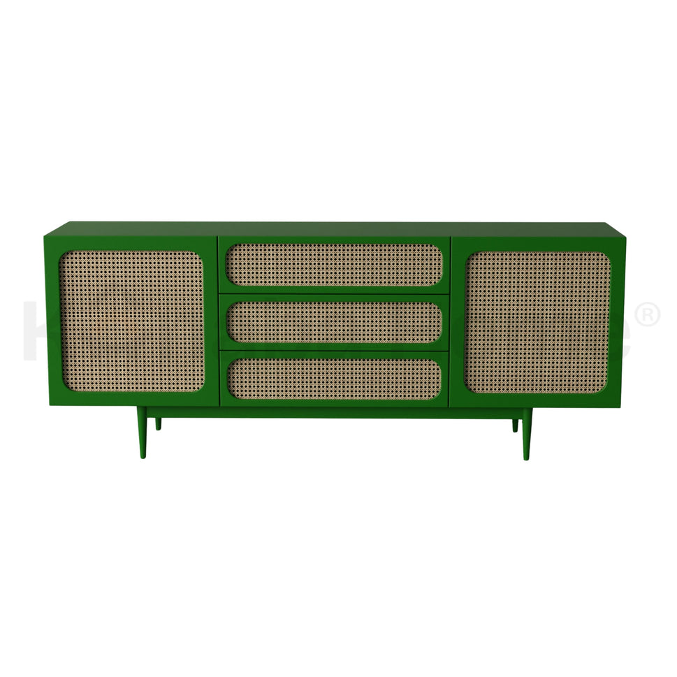 Loomis Rattan DresserGREEN RAL 6029 & RATTAN