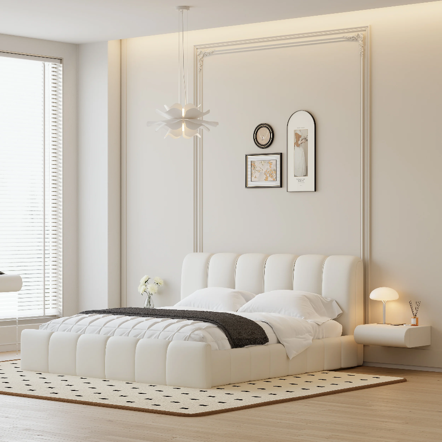 Loria Wall-Mounted Drawer NightstandSet of Two | Creamy Off-White | RAL 9001