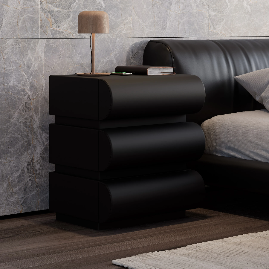 Loria 3-Drawers NightstandBlack