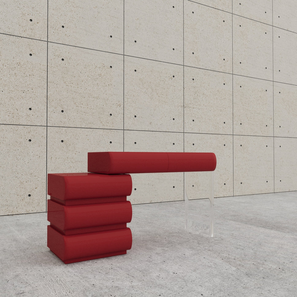 Loria Makeup VanityVanity Only (Without Stool & Mirror) / Facing Left Drawers / Red