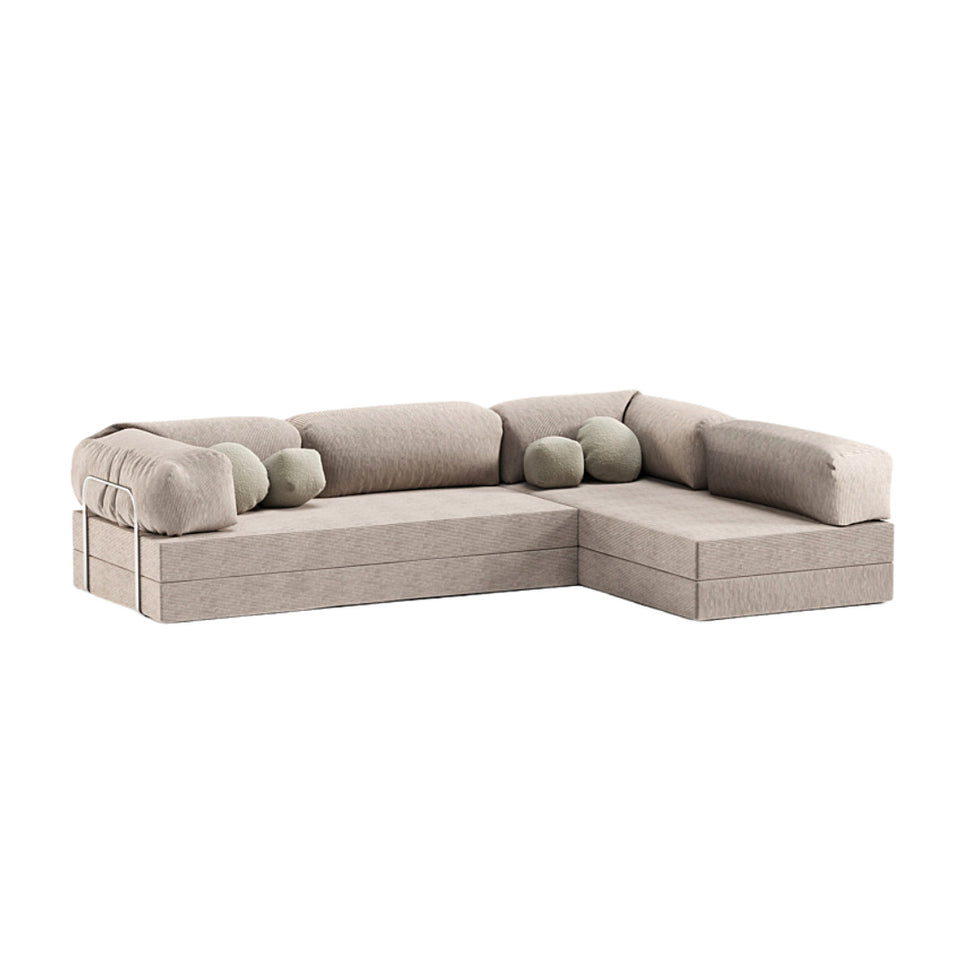 Oriva L Shape Sofa BedDusty Grey | With Square Cushions / Facing Right L-Shape