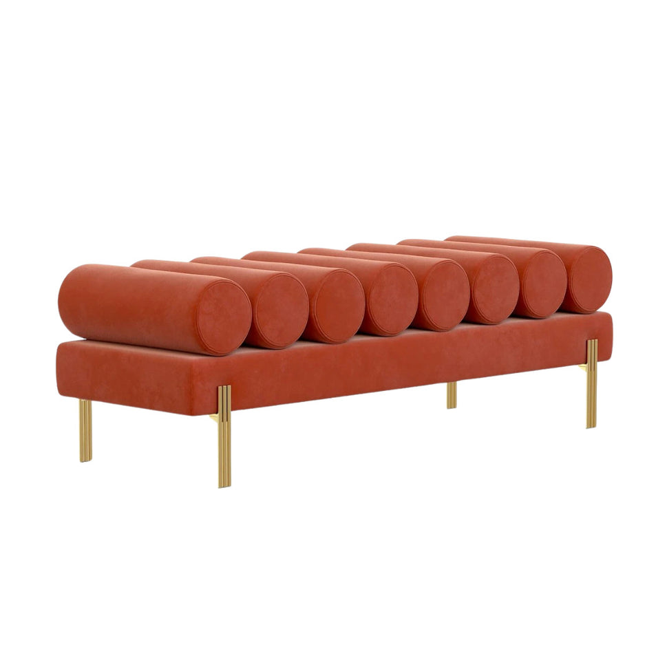 Orya BenchOrange Velvet | Light Gold
