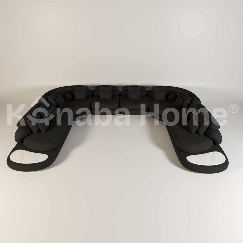 Rome U Shape Modular SofaBlack Velvet AN 8020-75