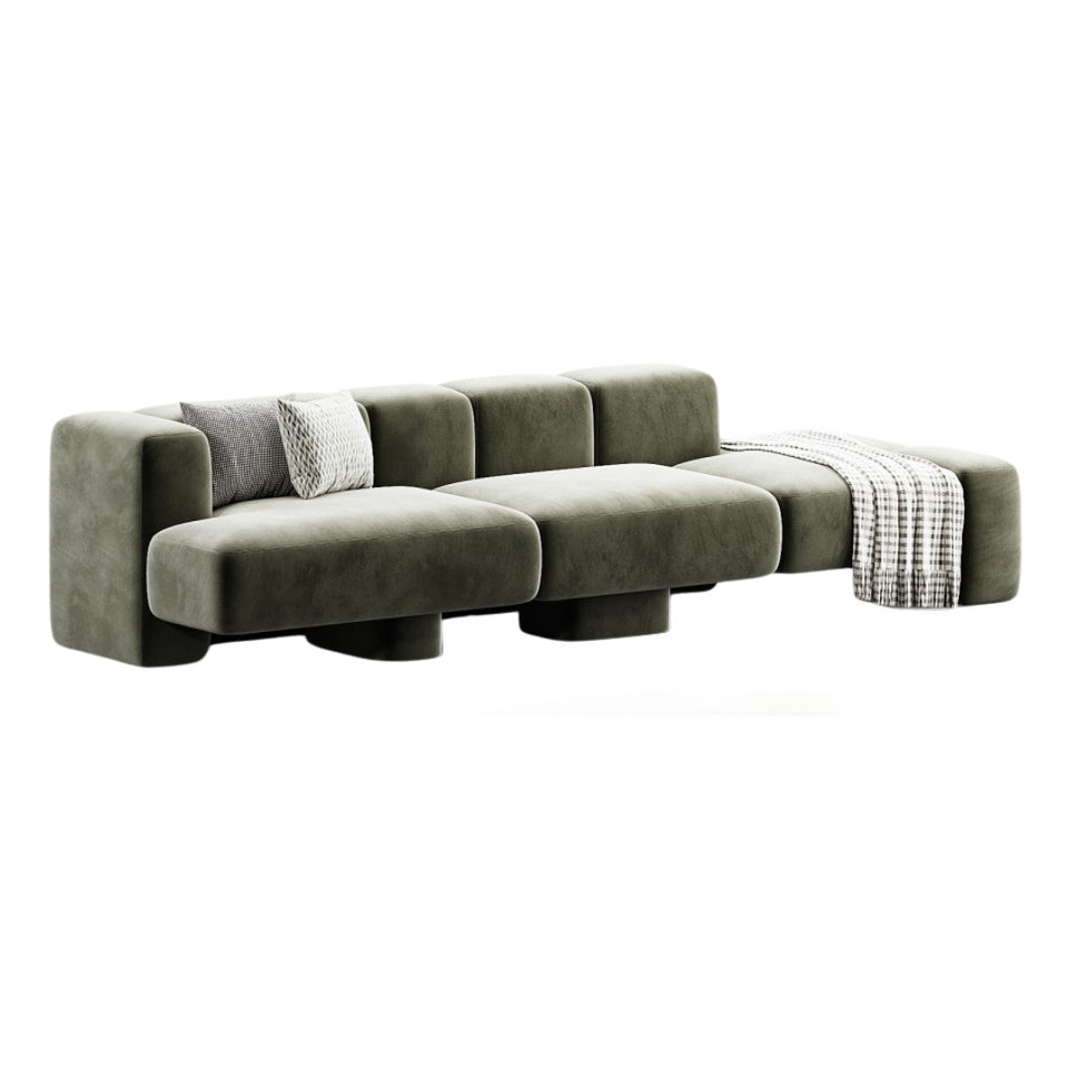 Sae 3S SofaStandard Quality | Only 40 Kg Soft Foaming / Dark Green | Velvet / Facing Left Armrest