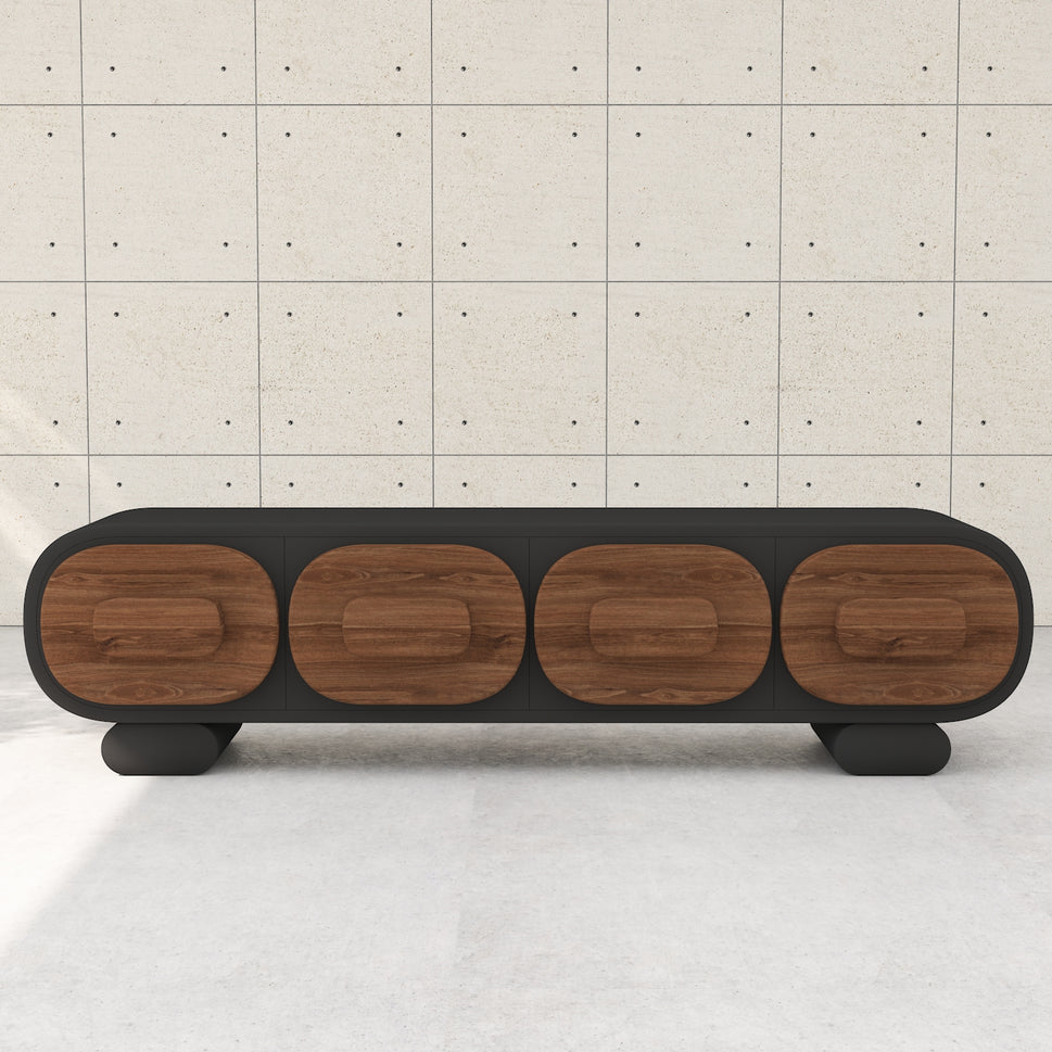 Vela TV UnitBlack & Walnut / With Cable Hole