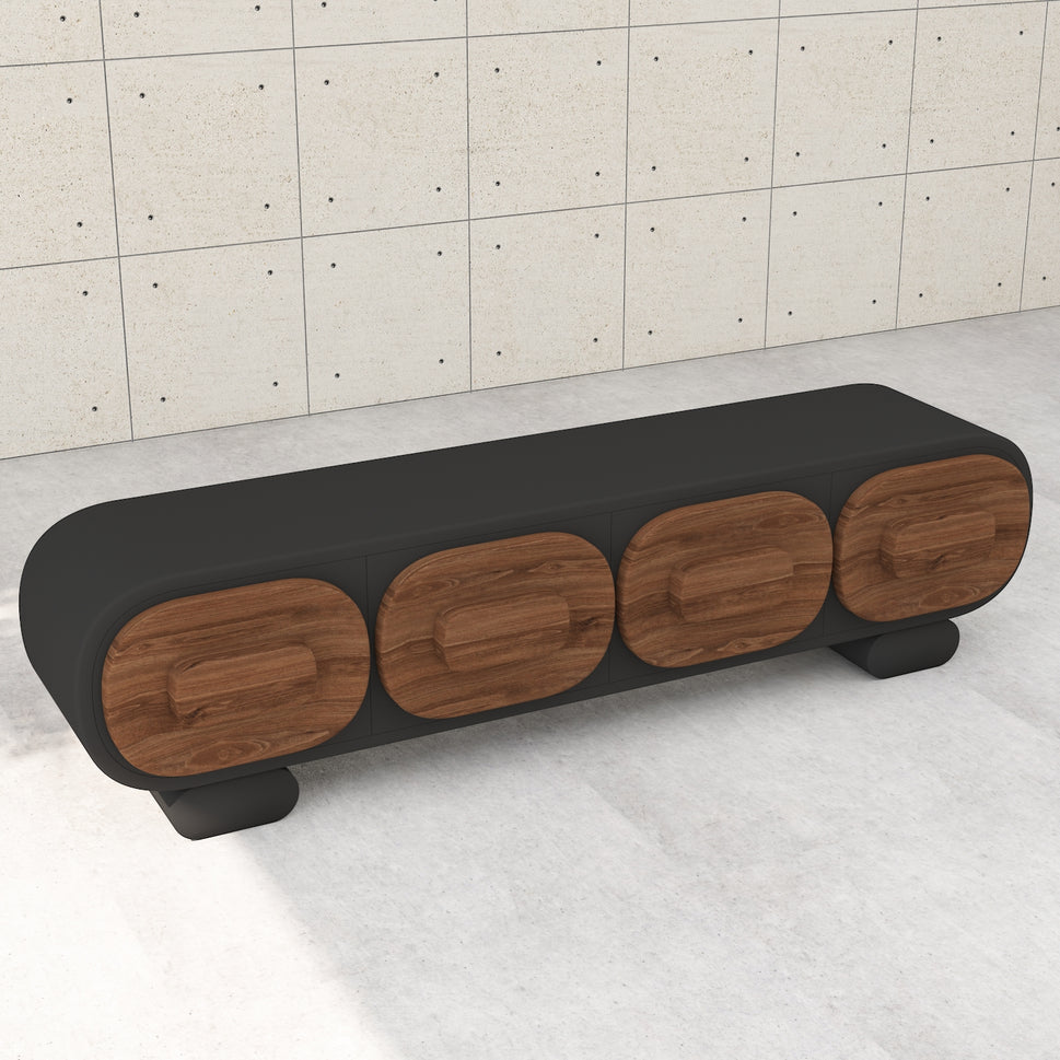 Vela TV UnitBlack & Walnut / Without Cable Hole