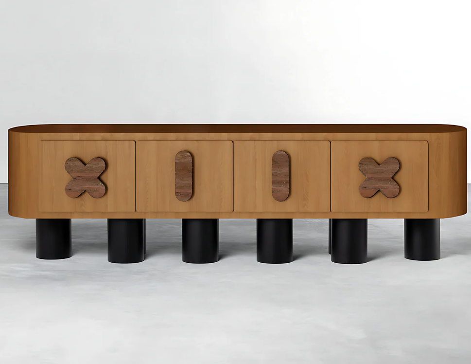 X ELEVEN-XII TV UnitLight Brown & Wood Veneer / With Cable Hole