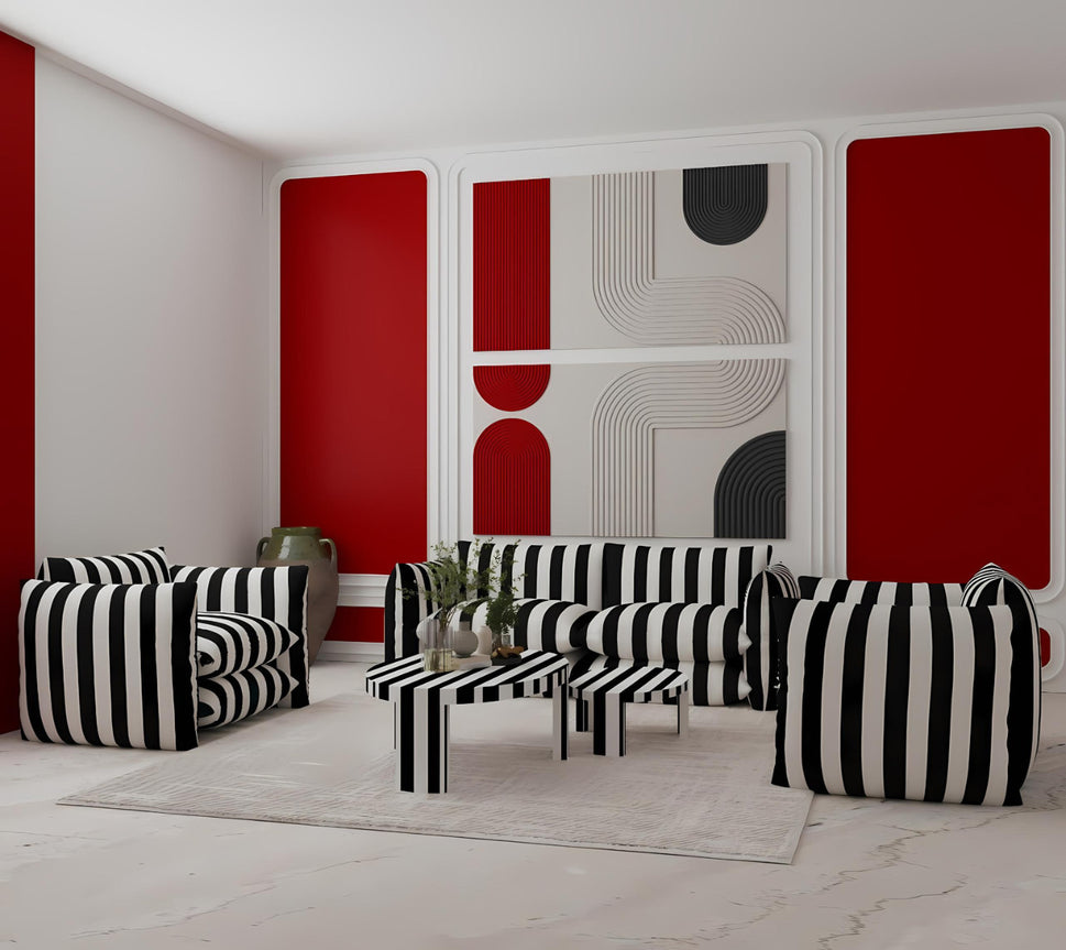 Zebra Living Room Set2S Sofa / Black & White