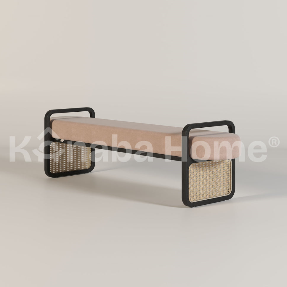 Alexender BenchBase: Red Oak Black | Upholstery: Light Pink AN DL936-12