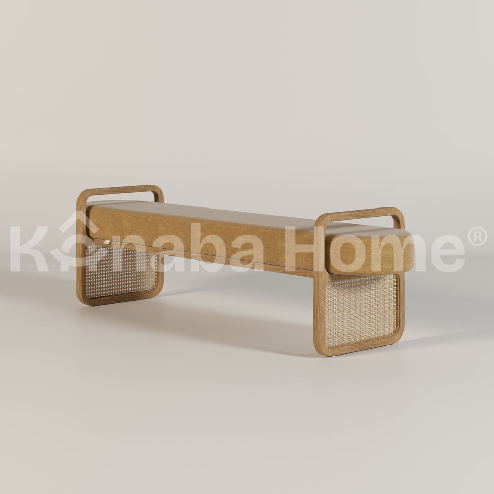 Alexender BenchBase: Red Oak Natural | Upholstery: Mastered Yellow AN DL936-11