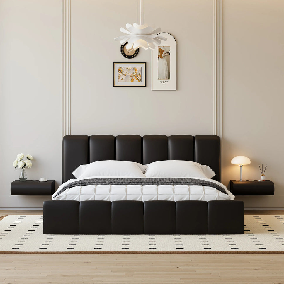 Loria Wall-Mounted Drawer NightstandSet of Two | Black | RAL 9011