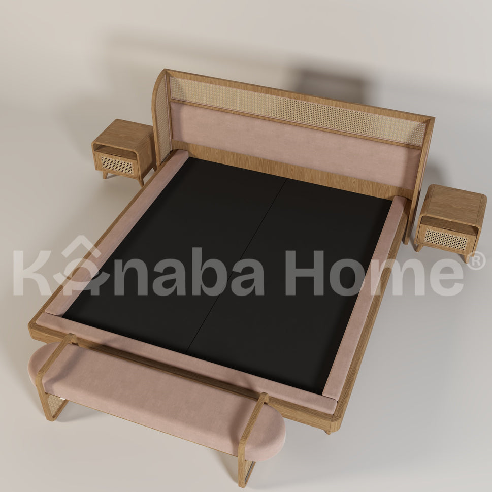 Alexender King Bedroom SetRED OAK NATURAL & Light Pink ( ANC DL 936-12 )