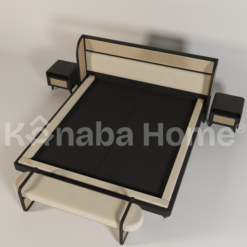 Alexender King Bedroom SetRED OAK BLACK & Light Beige ( ANC 8020-16 )