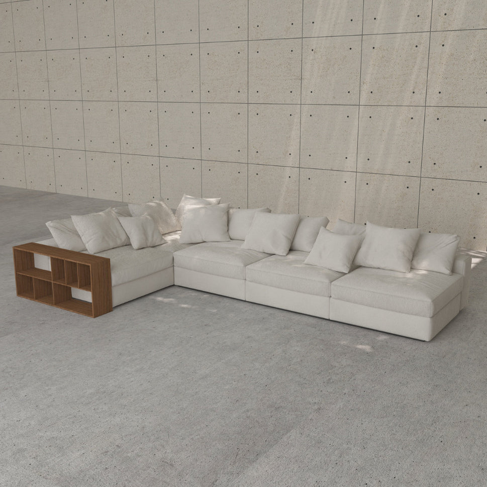 Zylen L-Shaped SofaFacing Left L-Shape with Bookcase Arm