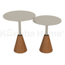 Apex Duo Steel Side Table SetNatural Veneer Base & Brass Steel Top