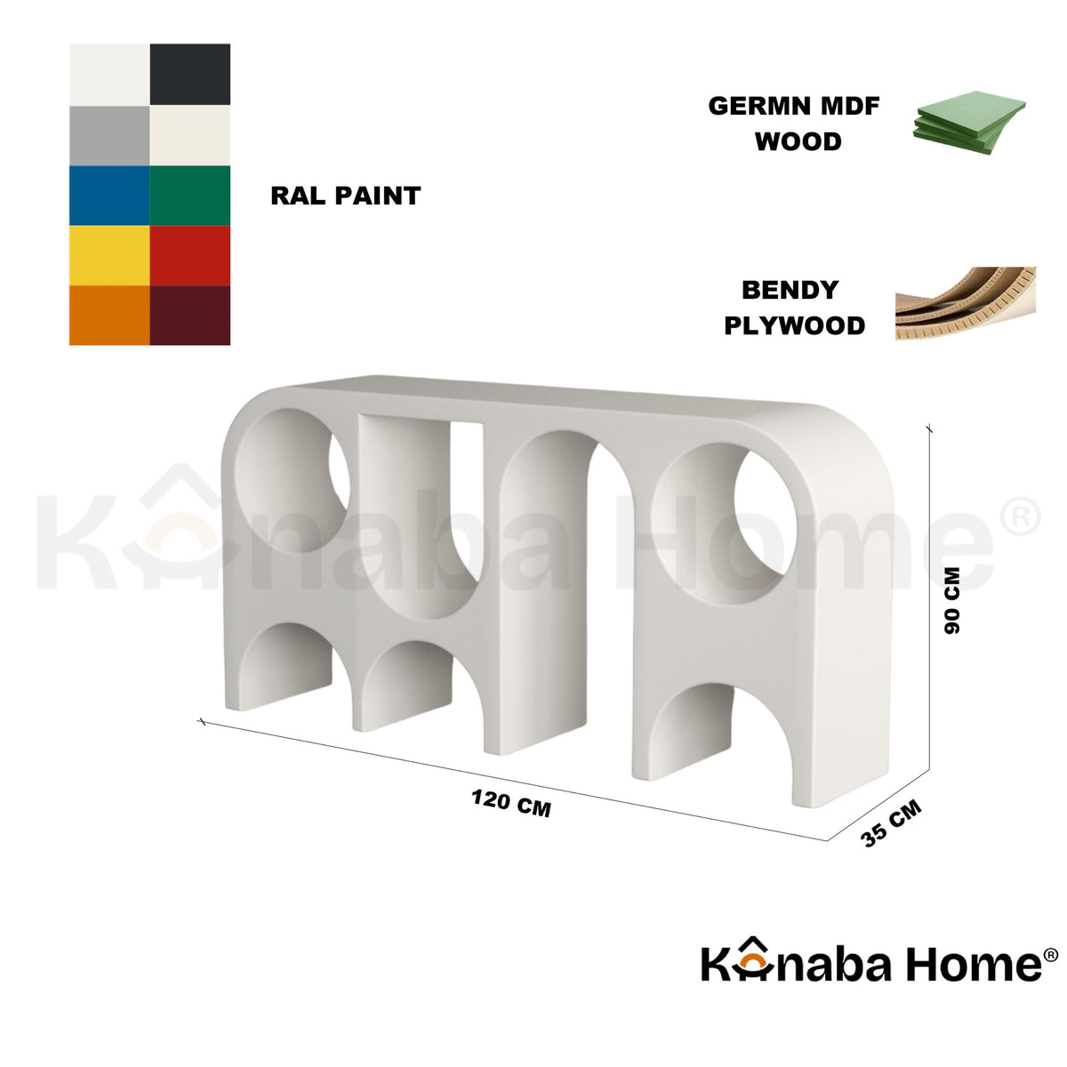 Arcello Console- German MDF & Bendy Wood-Kanaba Home 
