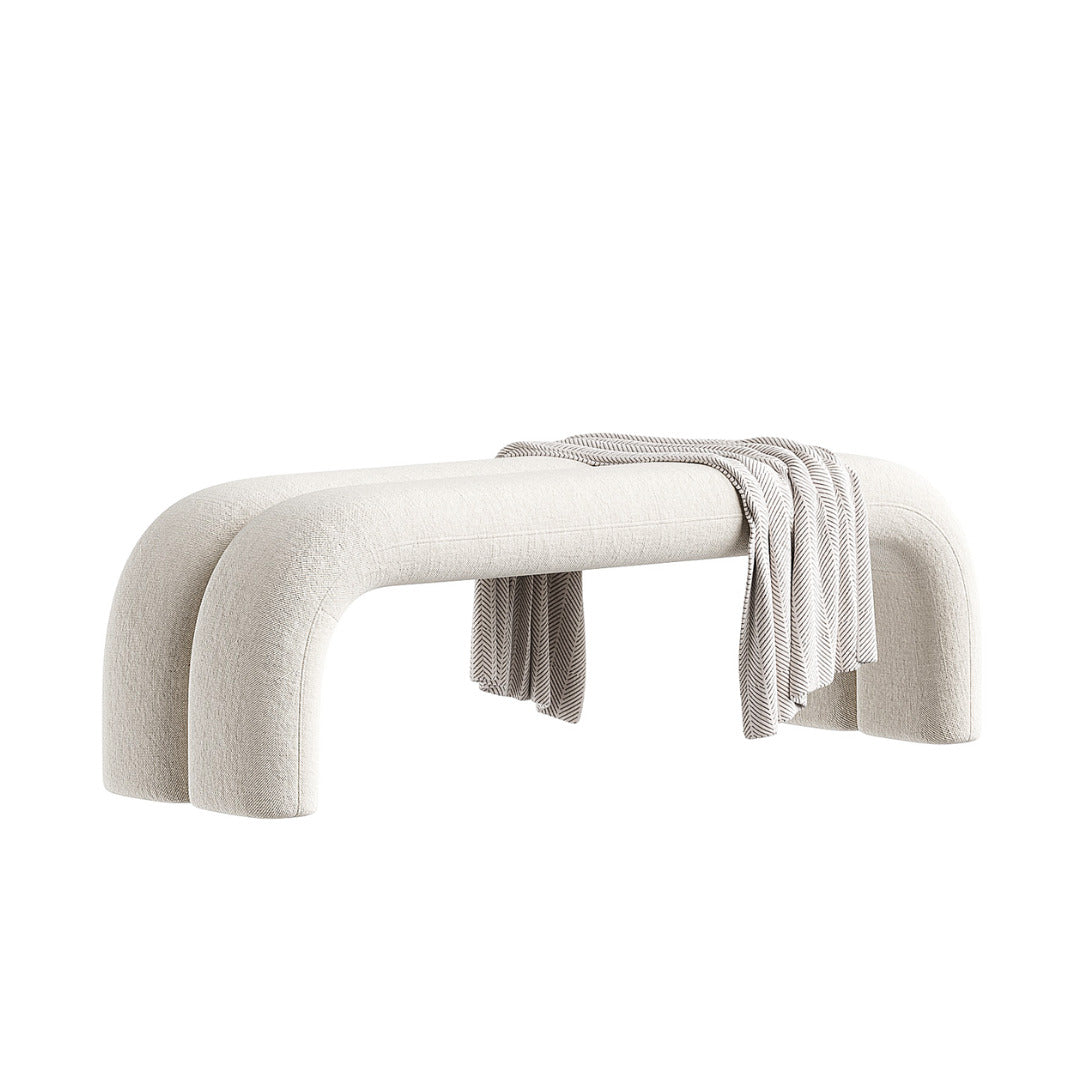 Premium Fabric White Bench