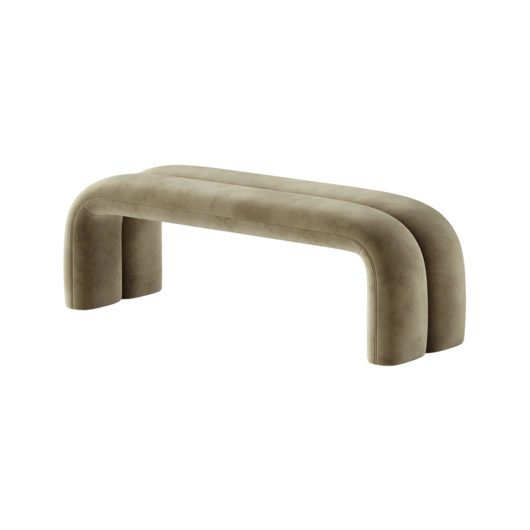 Olive Velvet Bench