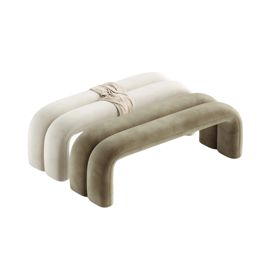 Modern Olive&White Bench