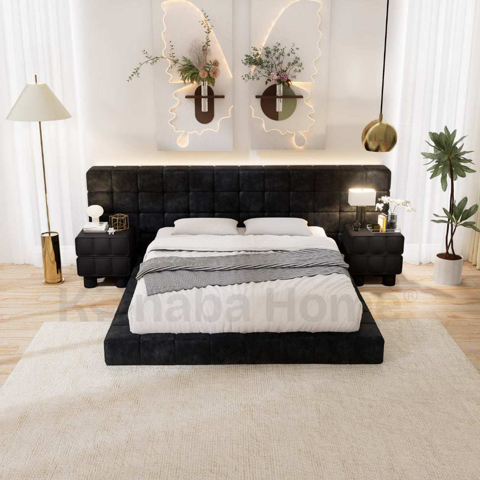 Arlo Bedroom SetC. King Bed: Mattress Size 200 x 200 cm | Overall W 320 x D 230 x H 110 cm / Full Black