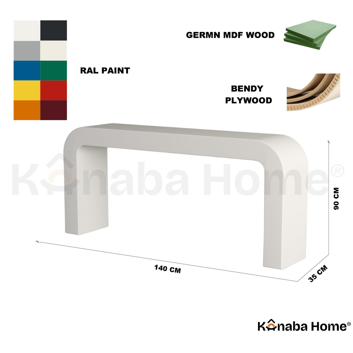 Aurex Console- German MDF & Bendy Wood- U shape Arc Body-Kanaba Home 