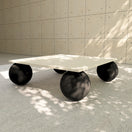 Auri Coffee TableWhite & Black | Giant Circular Legs | Dims: W 110 x D 110 x H 38 cm