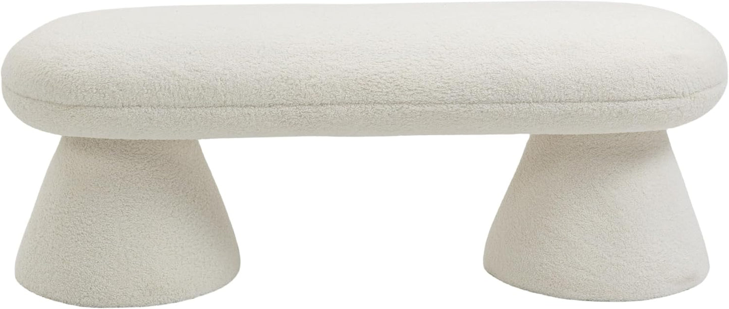 White Boucle Bench