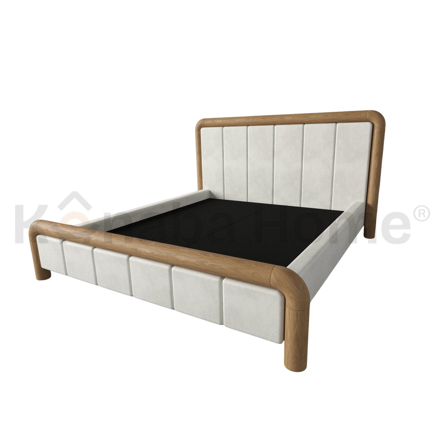Brixton Bed- Veneer finish with solid wood legs- Velvet fabric Upholstery-Kanaba Homes