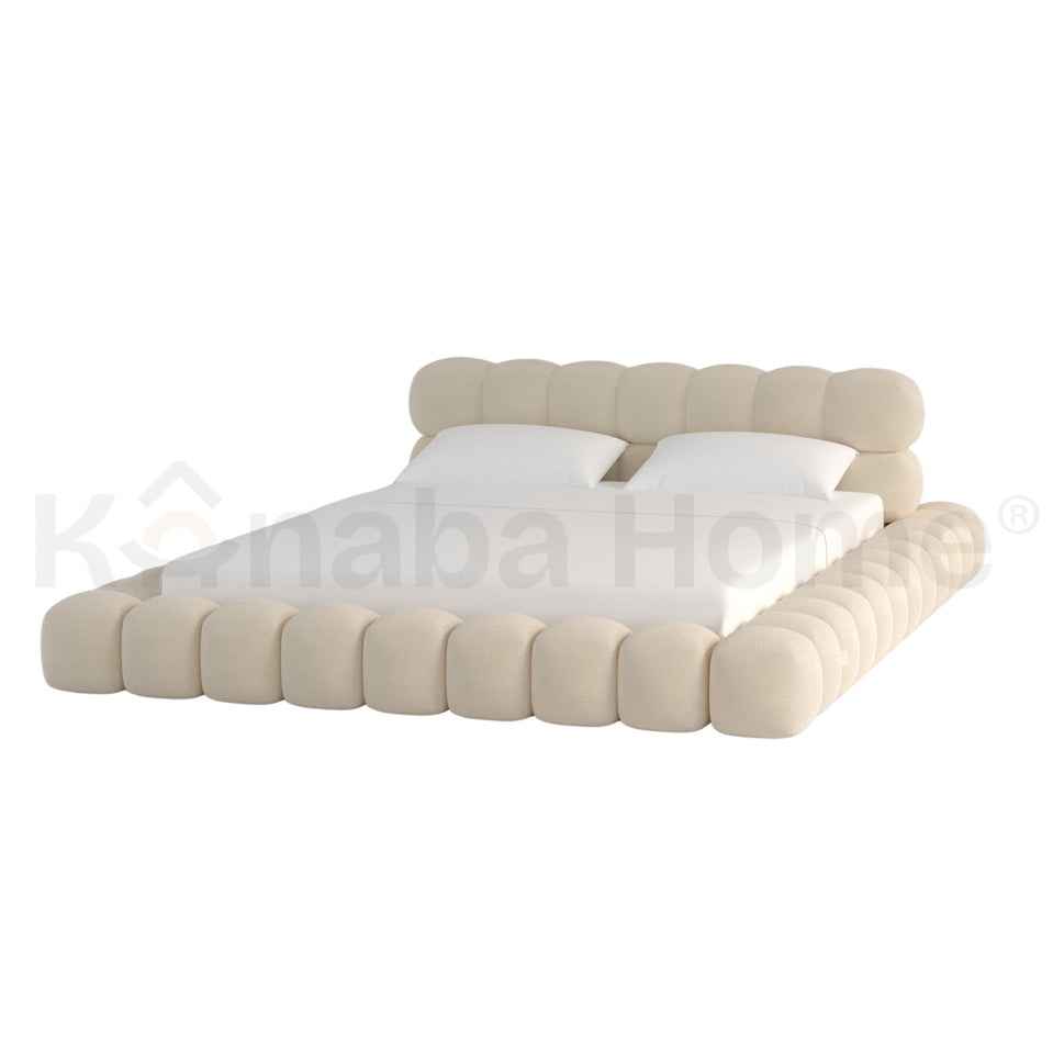Bubble Frame BedQueen Size Mattress: 160x200 cm: Overall Dimensions: W 210 × D 265 ×H 105 cm / BEIGE ANC 8020-16