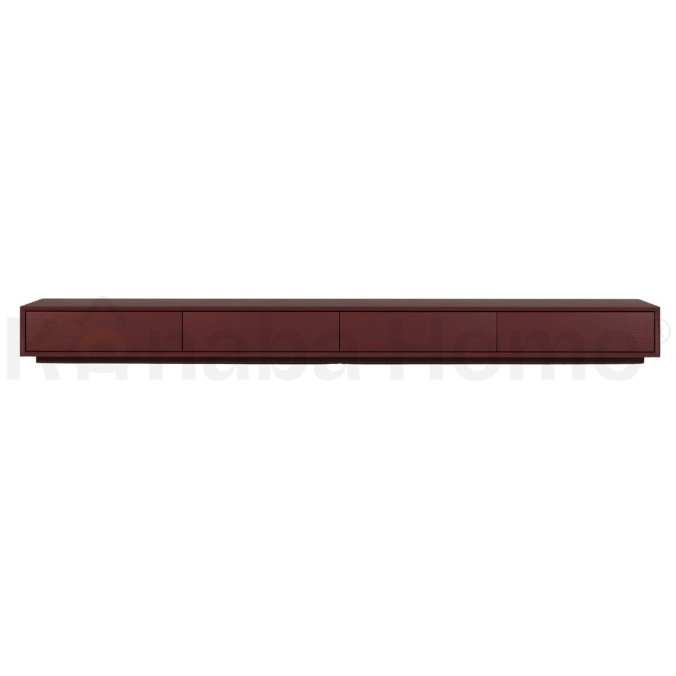 Cara TV UnitFloor Stand / Burgundy RAL 3005 + Red Oak Veneer / With Cable Hole
