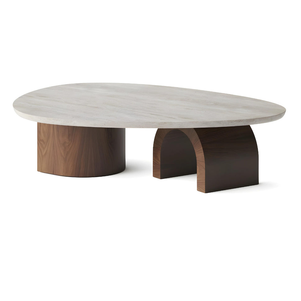 Cason Coffee TableTravertine / Dark Walnut | Solid Wood