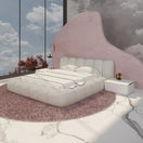 Cloud BedQueen Bed: Mattress Size 160 x 200 cm | Overall W 210 x D 275 x H 95 cm / White | Boucle