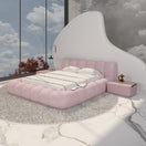 Cloud BedQueen Bed: Mattress Size 160 x 200 cm | Overall W 210 x D 275 x H 95 cm / Pink | Velvet