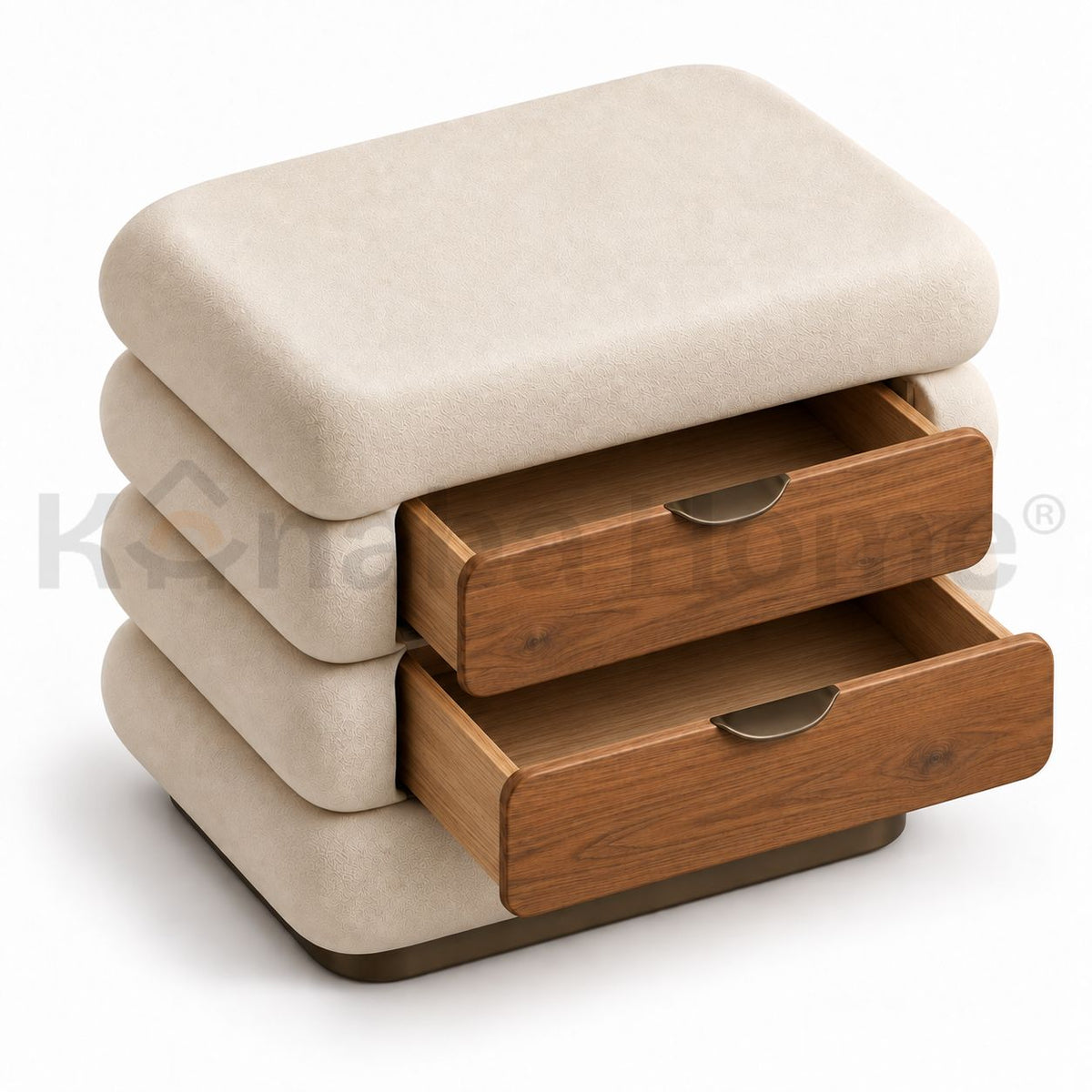 Cloud stack Night Stand-Bendy plywood & German MDF wood-Brass Gold Metal Base-Kanaba Home