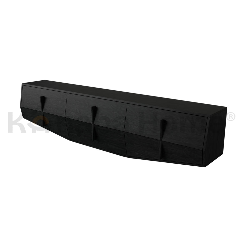 Concave TV UnitRED OAK BLACK VENEER