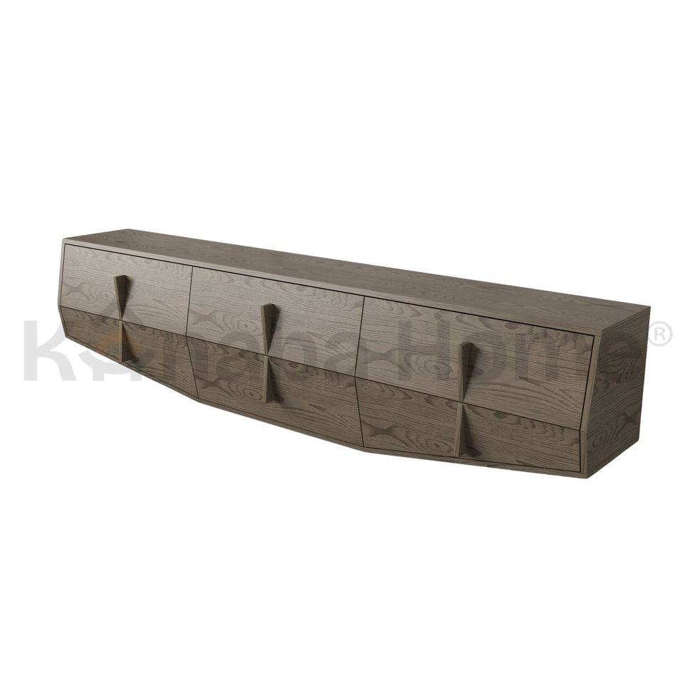 Concave TV UnitGREIGE VENEER