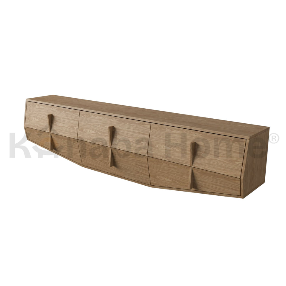 Concave TV UnitRED OAK NATURAL VENEER