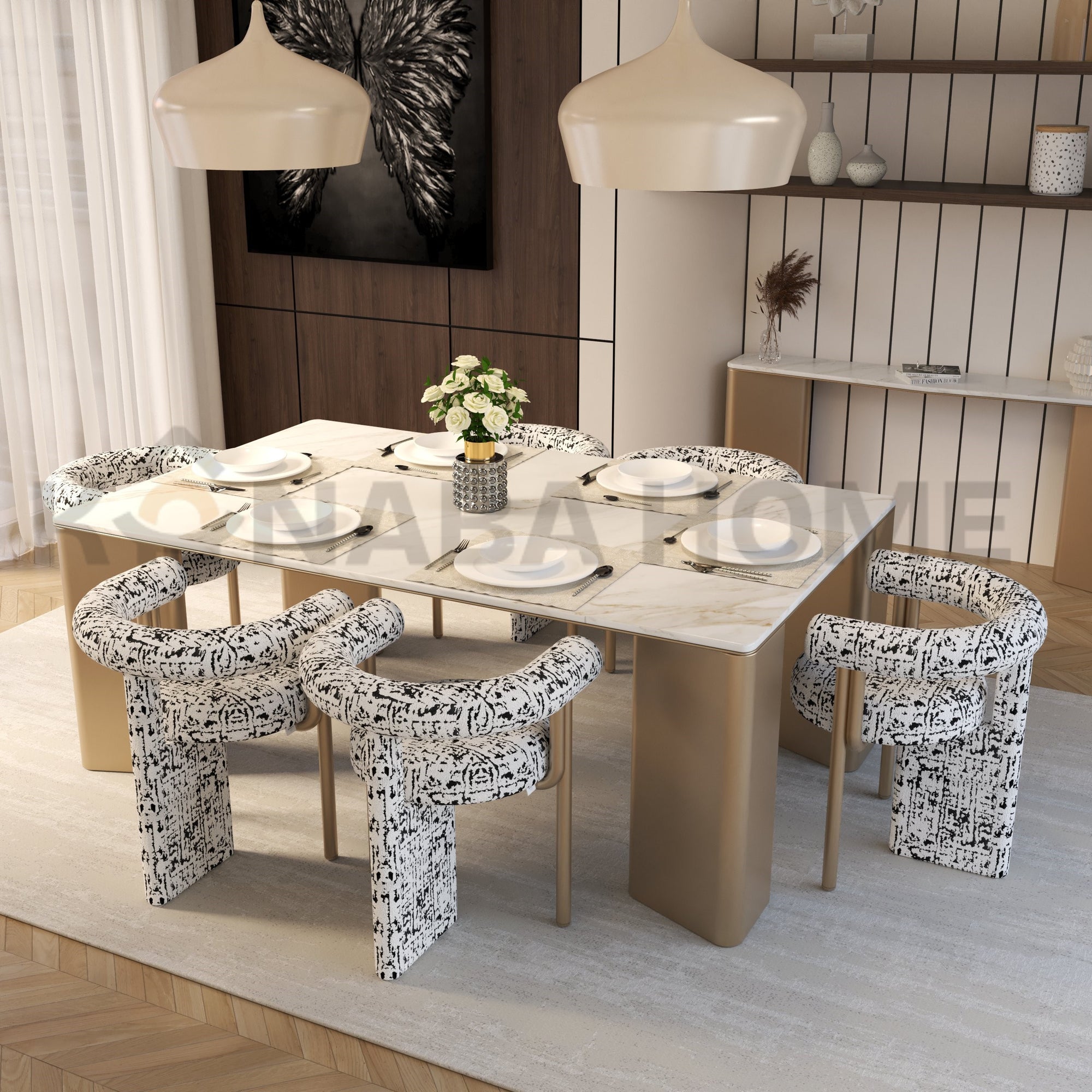 Cylora Dining Set- Dxb Dining Table Set- 6 Peron's- Kanaba Hom