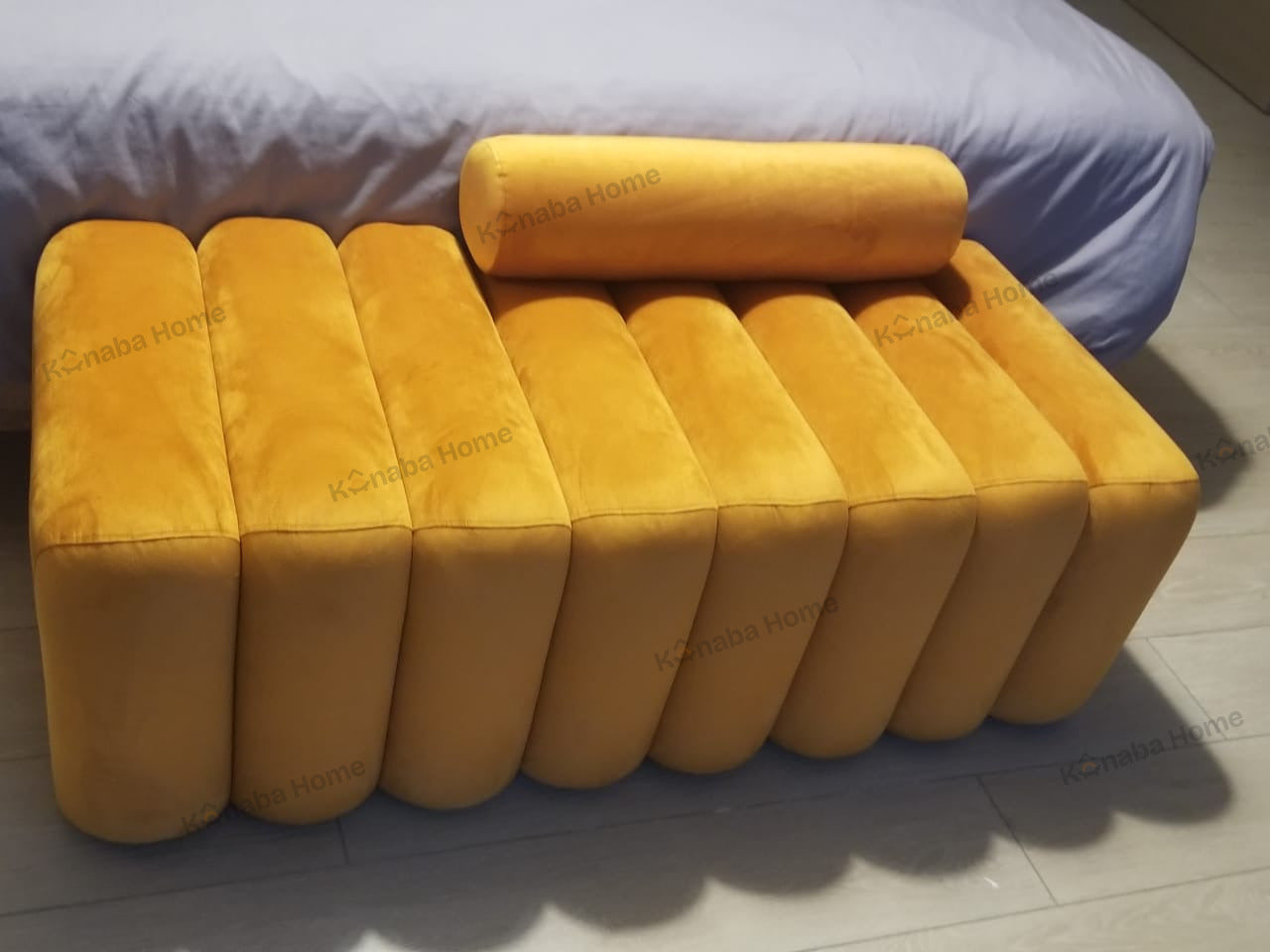 Premium Velvet Fabric Orange Bench